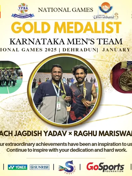 Leading from the front. It was an honor to coach the Karnataka Men's Team, with my player Raghu Mariswamy leading the charge, to a Gold Medal victory at the National Games.