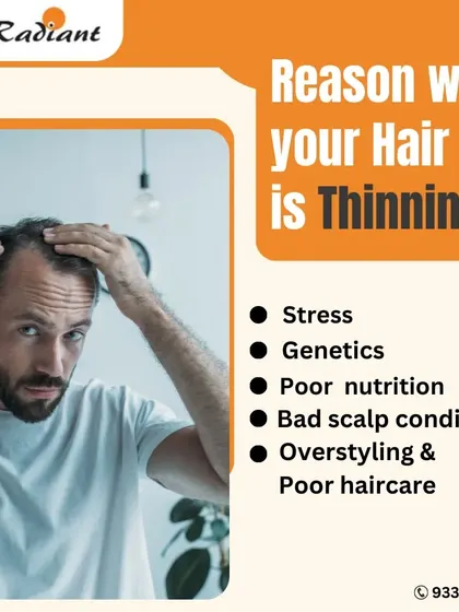 Understanding why your hair is thinning is the first step toward finding the right solution. This graphic covers common causes like genetics, stress, and poor nutrition.