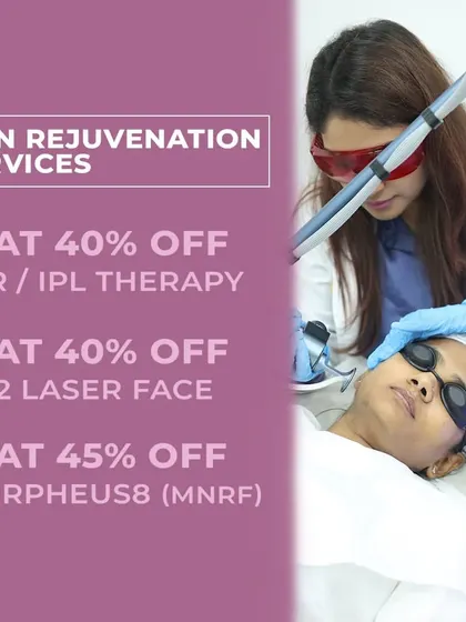 A glimpse into our skin rejuvenation services. A doctor performs a CO2 laser treatment, a powerful solution for improving skin texture, reducing scars, and addressing signs of ageing.
