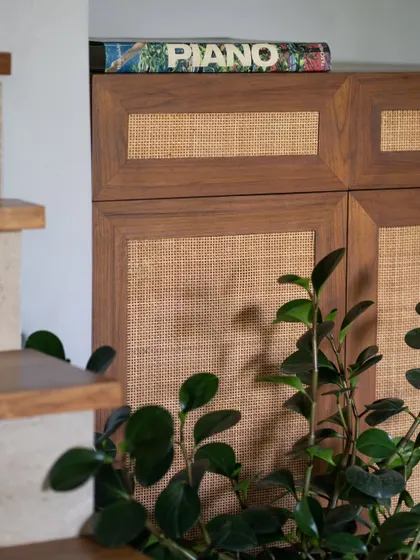 We believe you can never have enough cane weave. This detail shows how we use it to add texture and warmth.