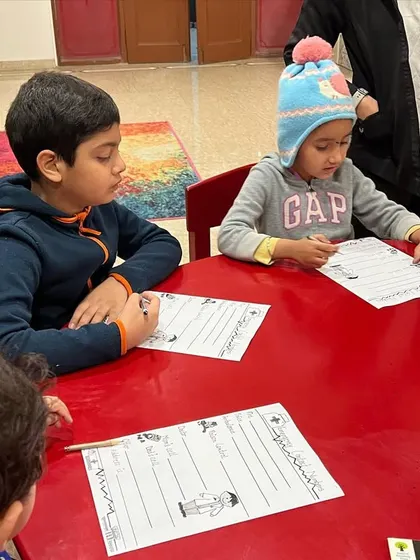 Winter camp isn't just about crafts. We also work on writing and other academic skills with fun, themed worksheets.