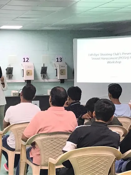 Another view of the POSH workshop, showing our founder Suma Shirur addressing the attendees. Leadership commitment is key to establishing a safe and inclusive culture.