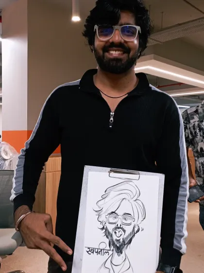 Capturing the cool and friendly vibe of an employee at a corporate event. A caricature is more than just a drawing; it's a conversation starter.