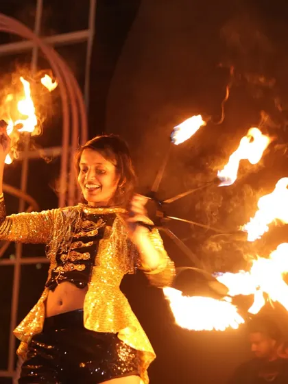 The pure joy of performing. This shot captures the happiness I feel when I'm in my element, spinning fire for an appreciative audience.