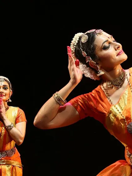 Another edited photo from "Sarvasya," capturing two different expressions in a single frame.