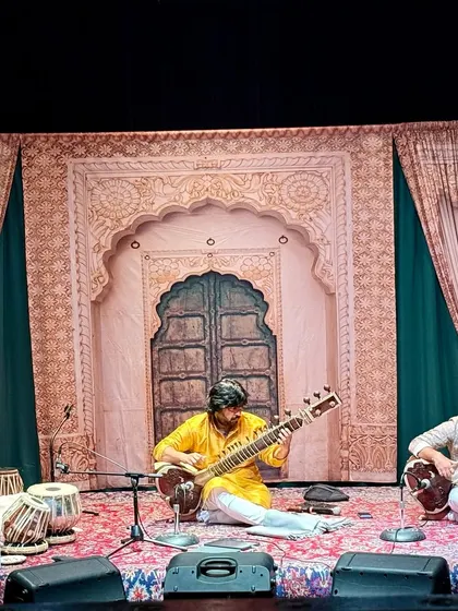 Another angle from our jugalbandi performance in Phoenix. The setup here is traditional, with us seated on the floor, which helps create an authentic and grounded musical atmosphere.