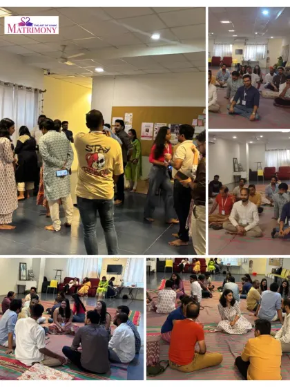 A collage from our Bengaluru Matrimony Meet at Bellandur Gate. The event was a beautiful space for like-minded individuals to connect over shared values and spirituality.