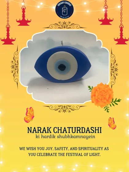 Wishing you joy and safety this Narak Chaturdashi. My Evil Eye candle is a perfect way to cleanse your home and protect it with light during the festival.