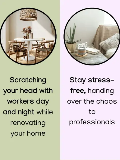 Don't stress over managing workers day and night. Hand over the chaos to a professional like me for a stress-free renovation. Take advantage of my complete home interior packages.