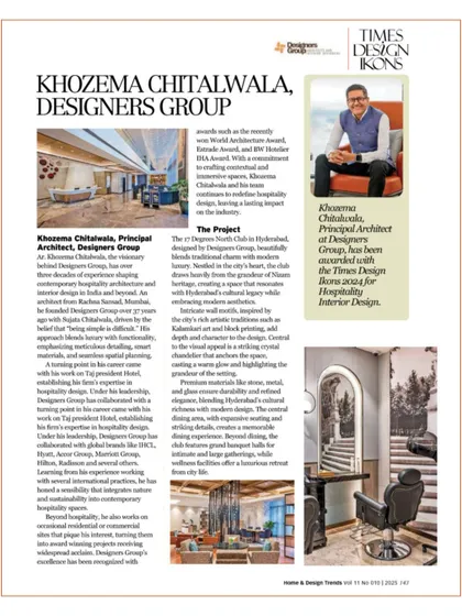 We are thrilled to be recognized as Times Design Ikons. This accolade acknowledges our commitment to crafting immersive and innovative hospitality spaces that leave a lasting impact.