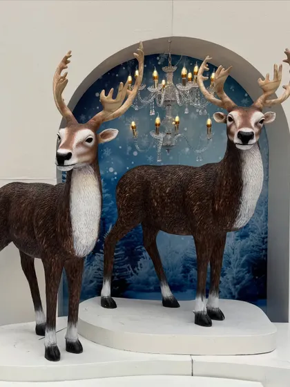 Our magnificent reindeer props, with their large antlers, bring a touch of forest magic to any winter or holiday display.