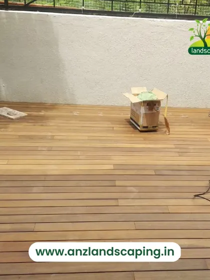 The same process of sanding the deck, highlighting our commitment to quality and attention to detail in every aspect of hardscaping.