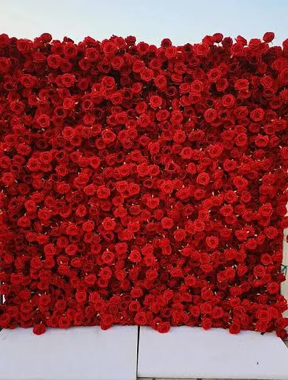 My floral walls are built to be impressive both indoors and outdoors. This all-red rose wall is a perfect example of a high-impact photo backdrop.