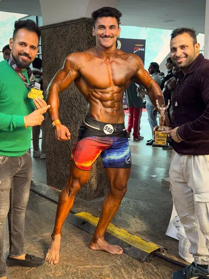 The best condition of the season brought home the win. Posing with my athlete and his well-deserved trophy.