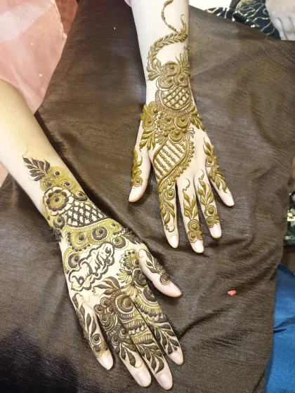 A semi-bridal or heavy party design with lots of intricate details.