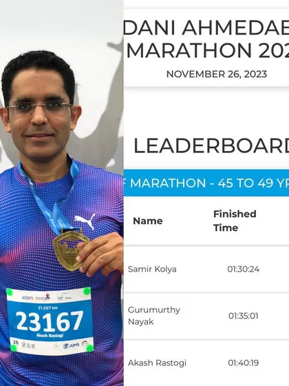 Another age category podium from the Ahmedabad Marathon. We are proud to have our runners consistently performing at a high level.