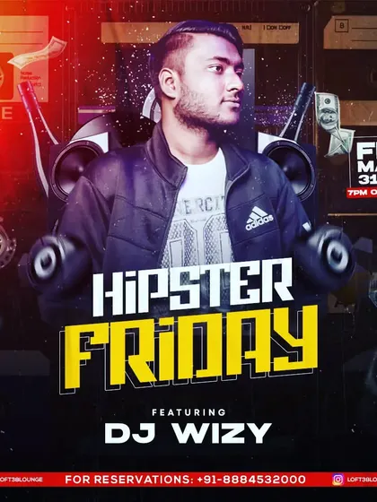Another version of the "Hipster Friday" flyer, emphasizing the hip-hop and urban music vibe for the night.