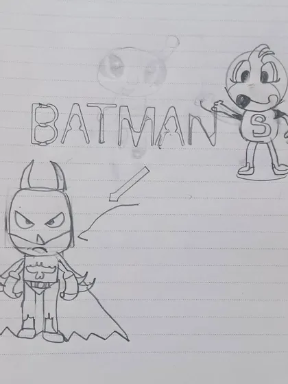 A student's sketchbook showing the process of drawing comic characters. We break down complex drawings into simple, manageable steps.