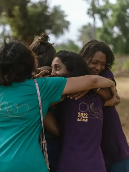 A group hug says it all. This is the feeling at the end of a festival: gratitude, connection, and empowerment.