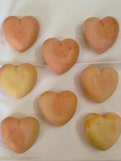 These heart-shaped 'Juliet' soaps are made in small, slow batches. The natural color variations mean each one is slightly unique, just like the person receiving it. They are a perfect, simple token of affection.