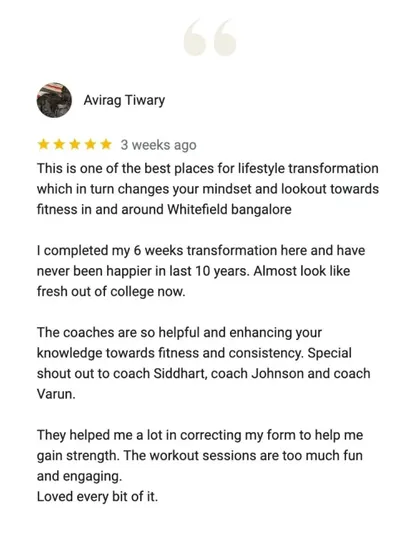 Avirag lost 6.5 kgs and 12 inches in 6 weeks and says he hasn't been happier in 10 years. He went from having zero workout knowledge to being consistent, focused, and confident.