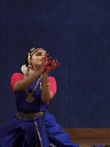 A moment of quiet expression from a performance of a traditional Tanjore Quartet Varnam. Slower compositions require immense stability and control, allowing the audience to absorb the nuances of the story being told through Abhinaya.