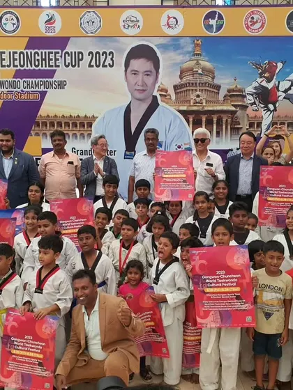 Another group photo from the prestigious Korea India Kukkiwon international championship. Our students holding their certificates, representing a weekend of incredible victories.