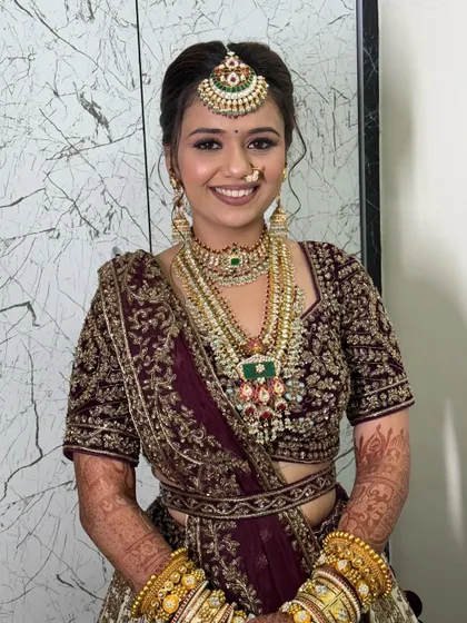 A portrait of my best friend on her wedding day. It was an honor to create this soft, glamorous look for her, focusing on a radiant complexion and warm, shimmering eyes.