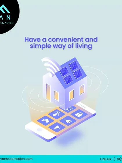 I offer a convenient and simple way of living. This graphic illustrates the core concept: your entire home, from lights to locks, managed through a single, user-friendly mobile app.