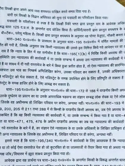 This portion of a court order discusses the legal sections applicable in a complex matrimonial dispute. It reflects the detailed legal battle we fought to protect our client's interests.