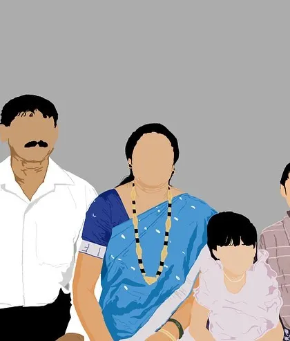 A minimalist illustration capturing a vintage family photograph. This style is a wonderful way to give old memories a new, modern artistic life.