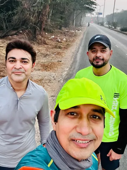 A selfie of three of our runners during a long run on the road. The miles fly by when you have your tribe with you.