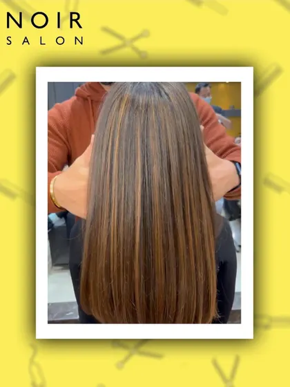 The Mocha Mousse trend, styled sleek and straight. This showcases the beautiful highlights and precision of the colour application, proving its versatility.