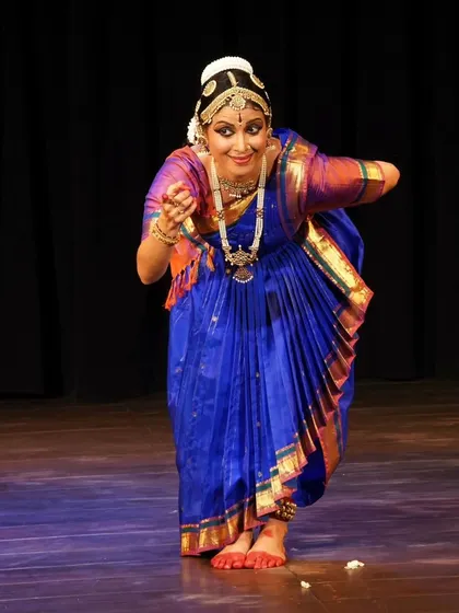 Ambili Krishnan in a playful, expressive moment during her debut Margam performance.