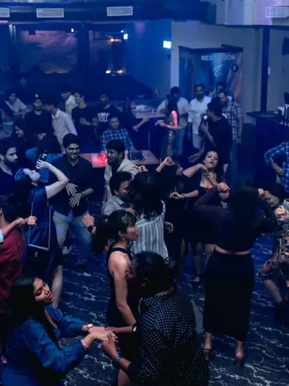 An overhead shot of the dance floor at Hydra. It's great to see everyone lost in the music and having a good time together. This is the community vibe I aim for.