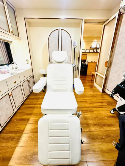 This is one of my state of the art treatment chairs, designed for patient comfort during any procedure. The entire clinic space reflects my commitment to providing a luxury aesthetic experience combined with medical excellence.