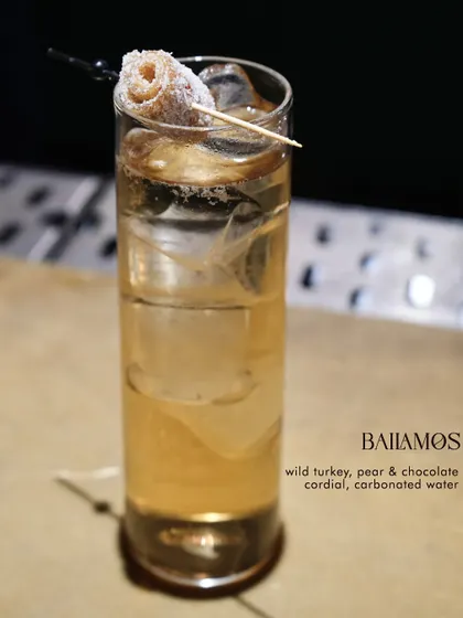 The 'Bahamos', a complex and intriguing cocktail from our Valentine's menu.