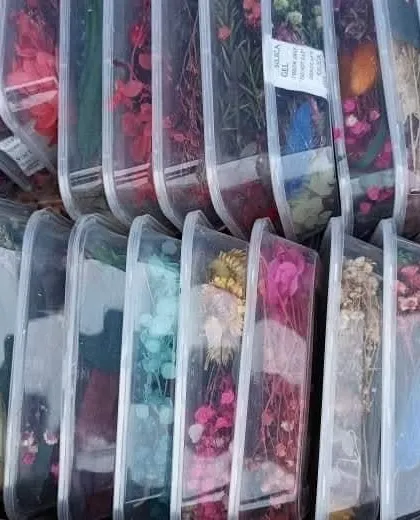 A collection of my dried flower boxes, ready to be shipped. I take care to pack them so the delicate flowers arrive in perfect condition.