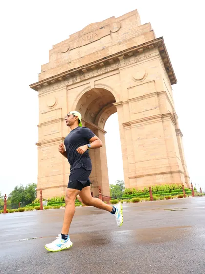 A powerful running stride in front of the magnificent India Gate. My training focuses on improving running form and efficiency to help you run stronger and prevent injuries.
