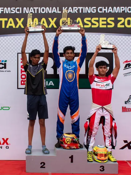 Our driver Hunner Singh proudly takes the P2 trophy at the 2024 Rotax Max Round 2. His performance, moving from P5 in the prefinals to a podium finish, showcases the resilience we instill in our racers.