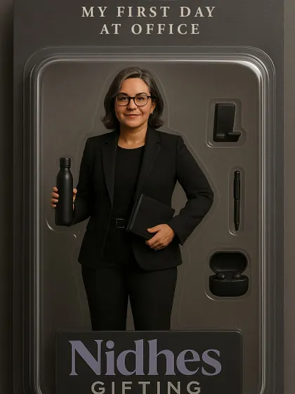Onboarding should be memorable, not mundane. This creative welcome kit reimagines the new joiner gift as a collectible action figure set, complete with essentials like a water bottle, diary, and earbuds. It’s a fun, unique way to make new team members feel instantly welcome.