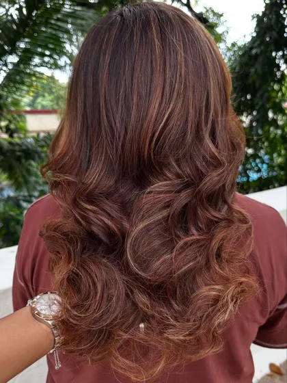 The back view of her travel-ready hair.