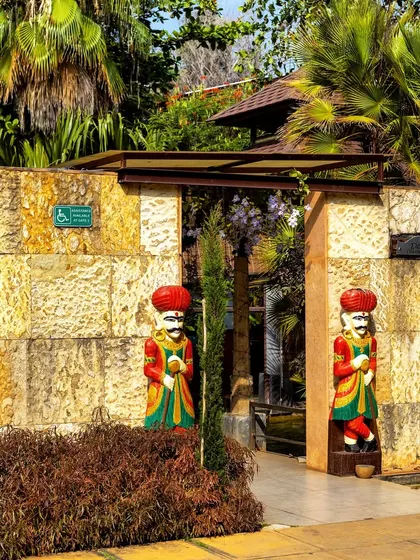 Welcome to Discovery Village, where our unique entrance hints at the blend of culture and nature that awaits within.