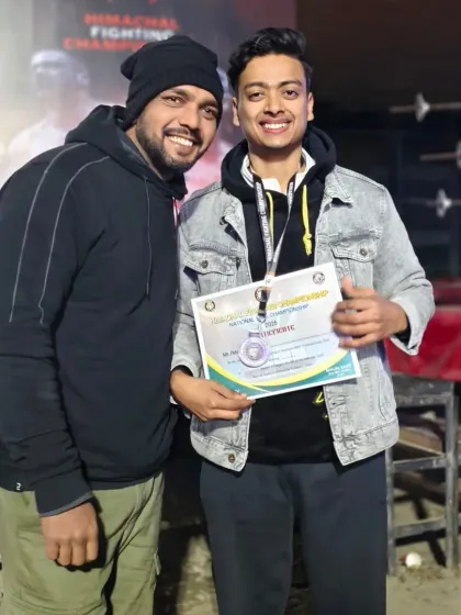Another victory for the team. With a proud student and his certificate at the Himachal Fighting Championship.