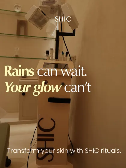 The rains can wait, but your glow can't. I offer monsoon-ready rituals like Hydra, Oxy, and Meso facials to transform your skin and maintain its radiance.