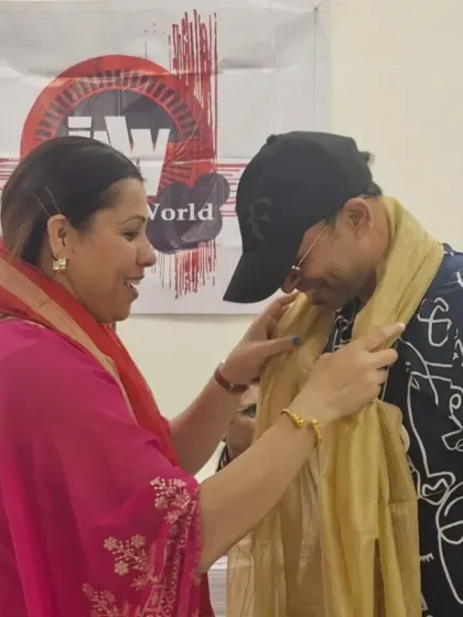 Being honored with a traditional scarf at the "In Art World" exhibition in Kolkata. It is always humbling to be welcomed with such warmth and respect by the art community in different cities.