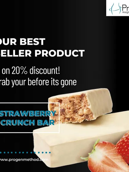 Our best-selling Strawberry Crunch Bar is a delicious way to stay on track. It's a high-protein snack that satisfies your sweet tooth without derailing your diet.