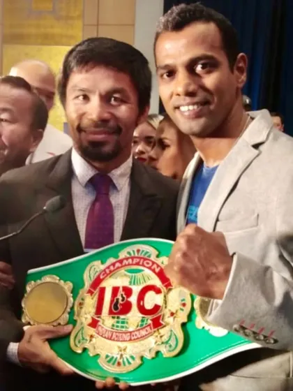 Standing with the legendary world champion Manny Pacquiao. I am the only Indian boxer to have fought alongside him. I have learned from the best in the world.
