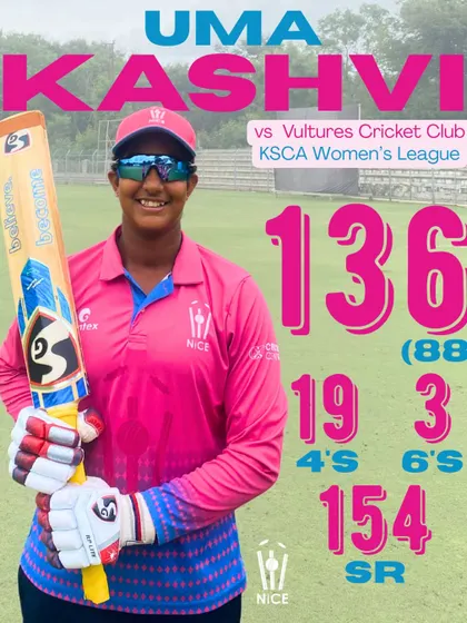 A big century in the big semi-final. Uma Kashvi's incredible 136 off 88 balls in the KSCA Women's League shows her ability to perform under immense pressure.