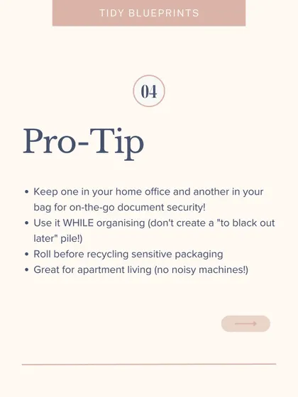 A pro-tip for using a confidential ink roller: keep one in your home office and another in your bag for on-the-go document security. It's much faster than a shredder!